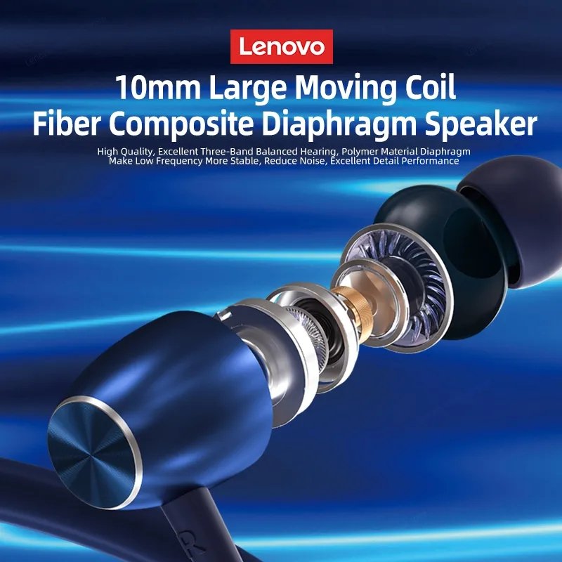 Lenovo HE05X Bluetooth Neckband with magnetic earbuds