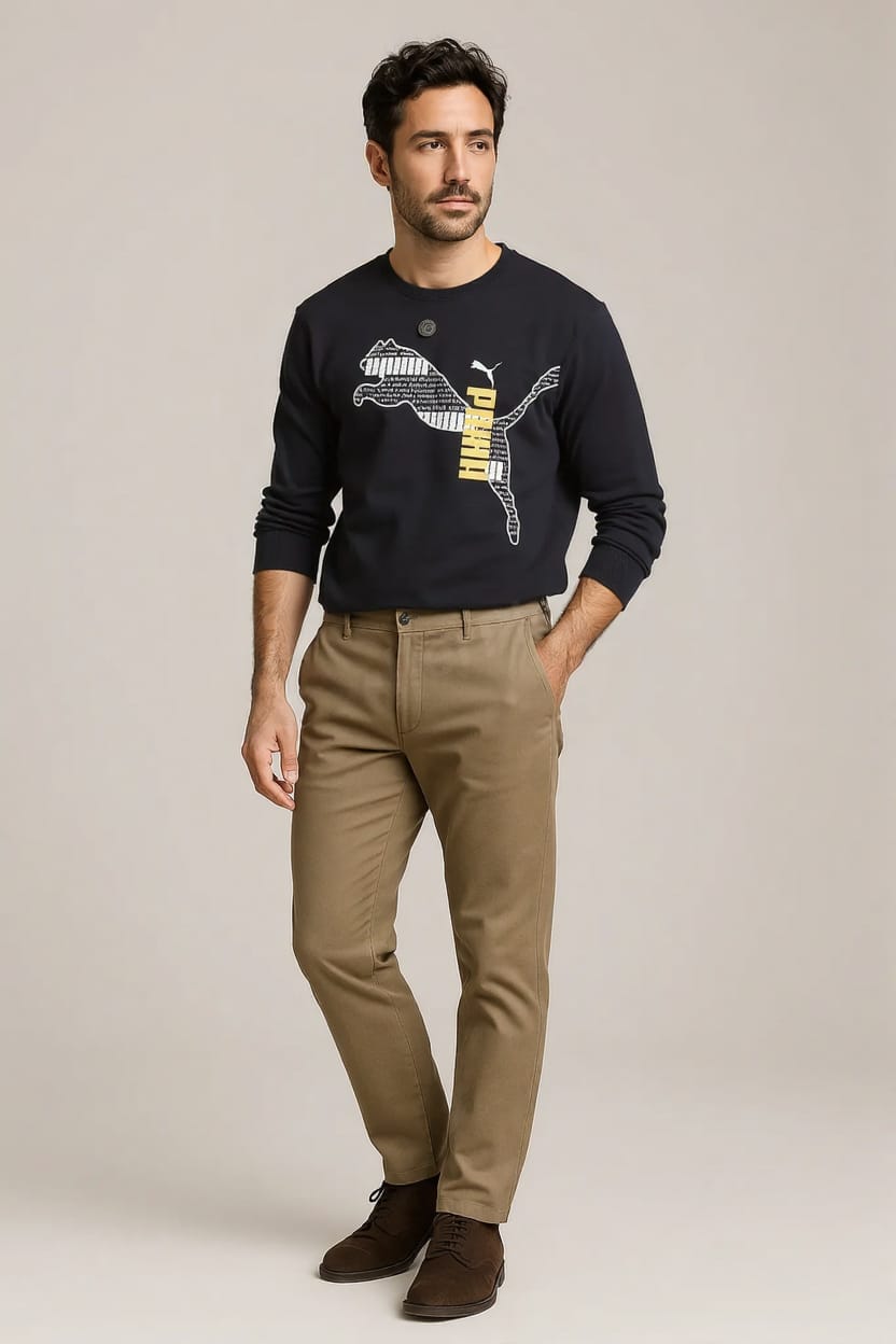 PUMA Style Black Shirt | Men's Sport Casual | Brand Logo Design | Cotton Jersey | Regular Fit