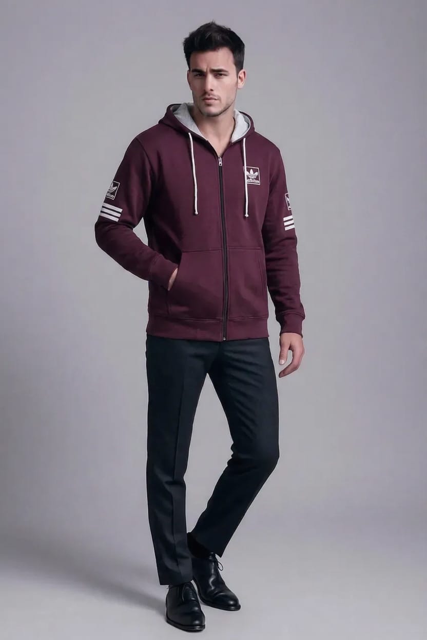 Adidas Style Hoodie | Black with White Stripes | Men's Sportswear | Brand Inspired Design | Gym & Casual Wear