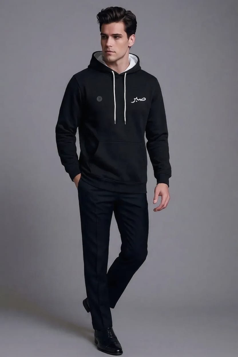 SABER Black Hoodie | Men's Premium Streetwear | Oversized Fit | Embroidered Logo | Winter Essential