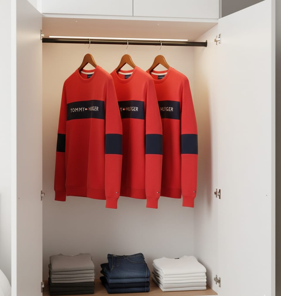 Tommy Hilfiger Style Winter Shirt | Red with Black Stripes | Men's Premium Casual Shirt | Brand Inspired Design | Sizes M, L, XL