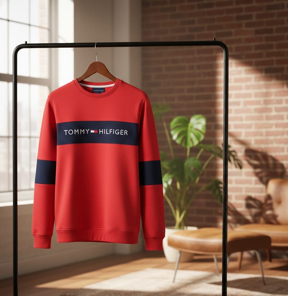 Tommy Hilfiger Style Winter Shirt | Red with Black Stripes | Men's Premium Casual Shirt | Brand Inspired Design | Sizes M, L, XL