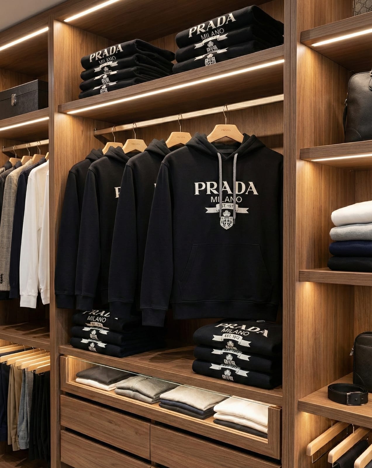 Prada Milano Style Hoodie | Black Minimalist Design | Men's Premium Streetwear | Luxury Inspired | Oversized Fit