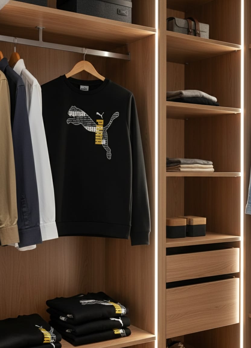 PUMA Style Black Shirt | Men's Sport Casual | Brand Logo Design | Cotton Jersey | Regular Fit